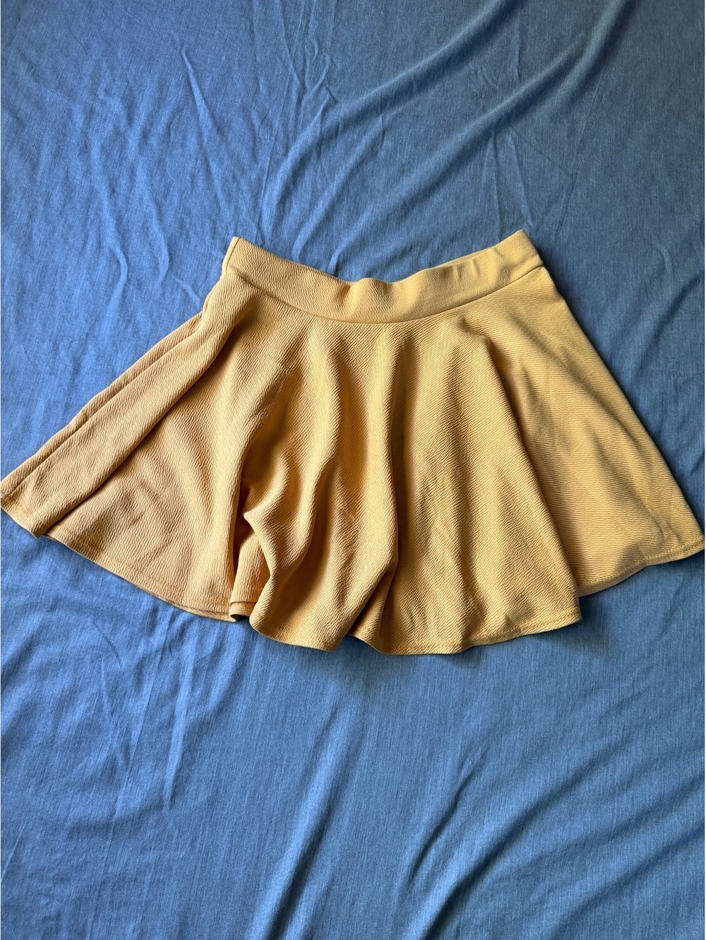 Urban CoCo Women's Size L Basic Stretchy Flared Mini Skater Skirt Mustard Yellow